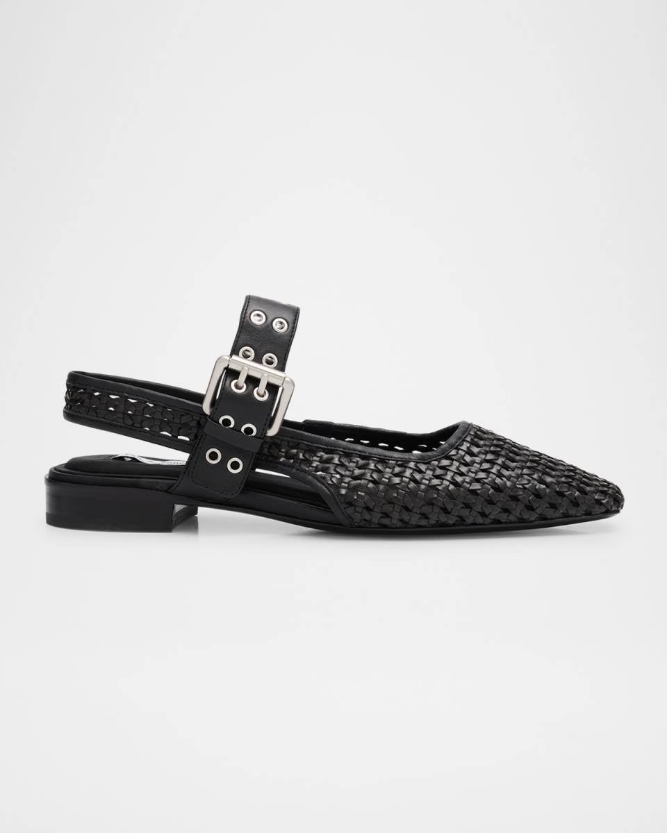Astra Woven Buckle Slingback Ballerina Flats